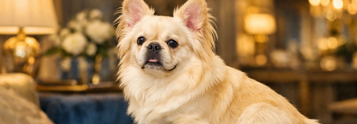 cream fluffy french bulldog